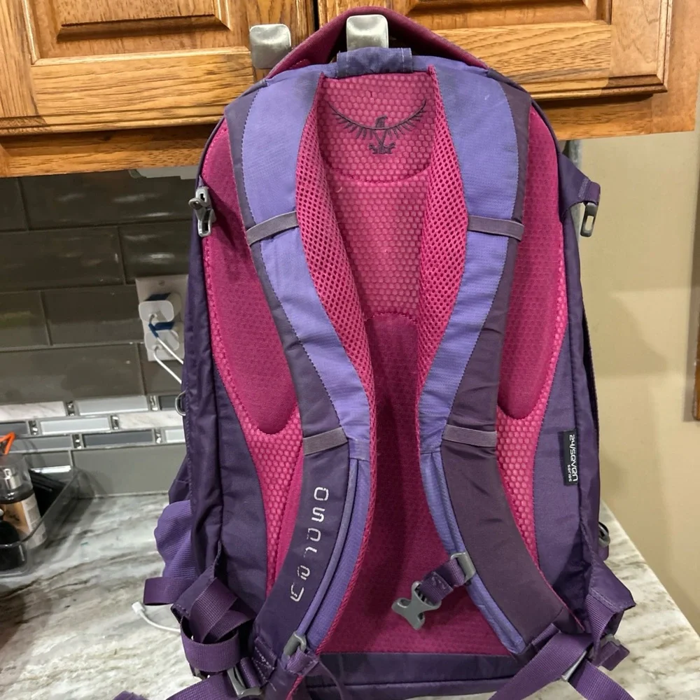 Osprey Nova 24/Seven Series Women’s Backpack Purple Laptop Pad Hiking Travel Bag - Picture 8 of 8
